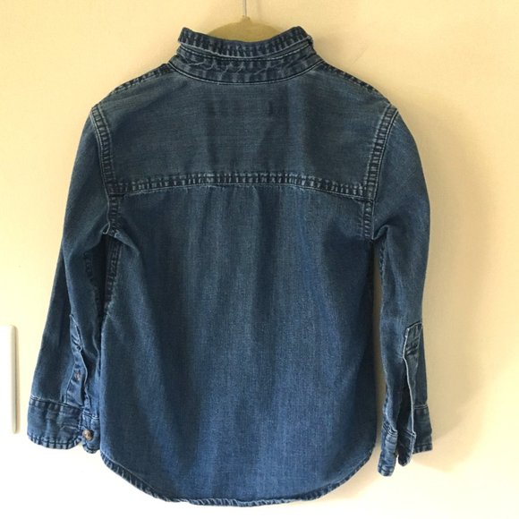 Abercrombie Kids Denim Chambray Button Down Shirt, Dark Blue, Size 3/4 - Picture 2 of 9